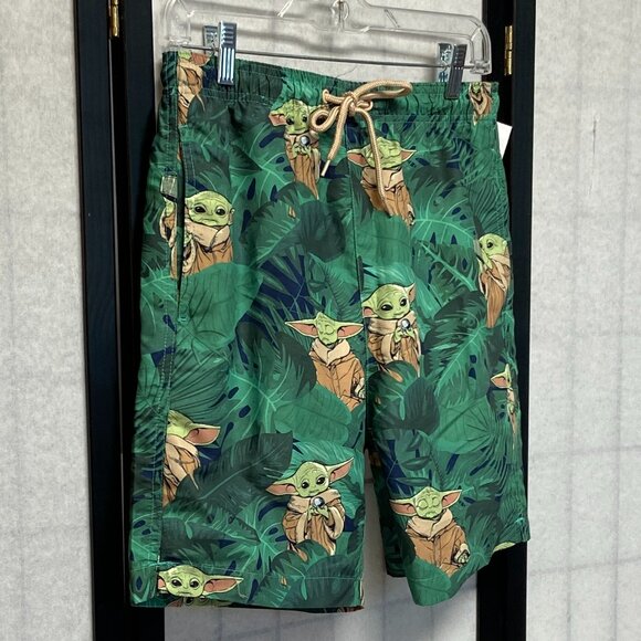 Star Wars Yoda Character Swim Trunks Board Shorts 18" Leafy Green NWT - Picture 3 of 13
